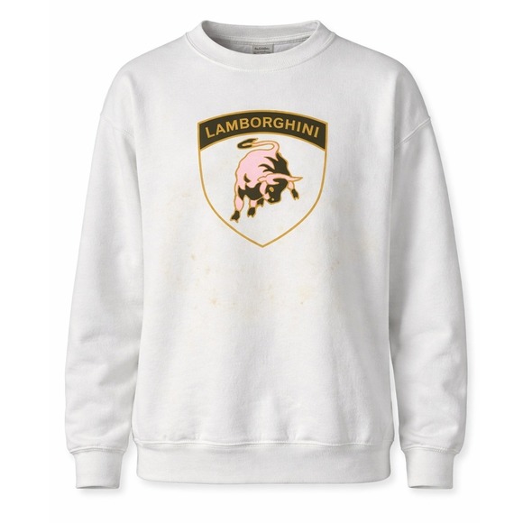 Vintage Fruit of the Loom Lamborghini Sweatshirt White Mens Medium Made in USA